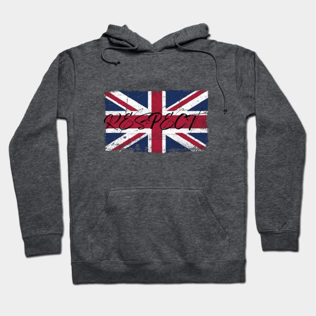 Respect UK British Flag Worn Hoodie by Whites Designs